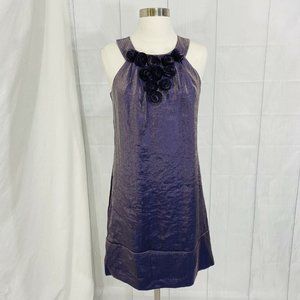 London Times 4 Dress Purple Shimmer Rosettes